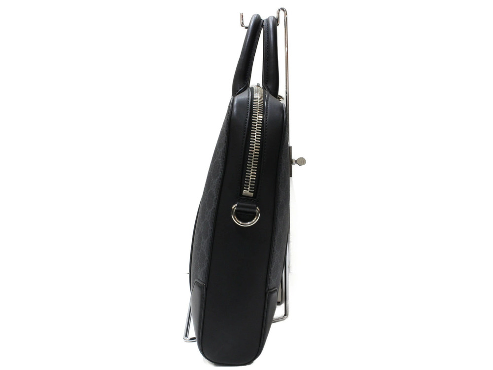 Gucci Supreme Briefcase Business Bag Shoulder Canvas Black Gray GG Handbag